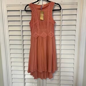 Alya Peach Lace‎ High Low Dress Size Small